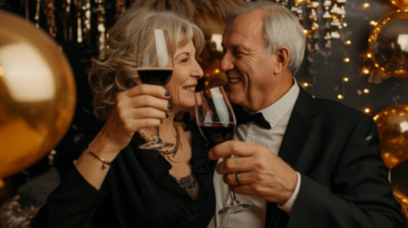 couple celebrating a special day with champagne generative aiの素材