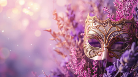 carnival mask on lilac background, generative aiの素材