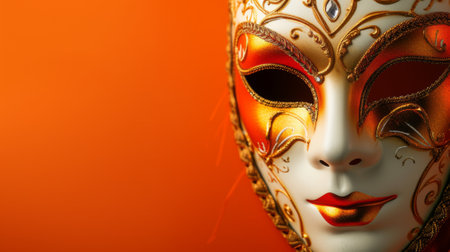 carnival mask on an orange background generative aiの素材