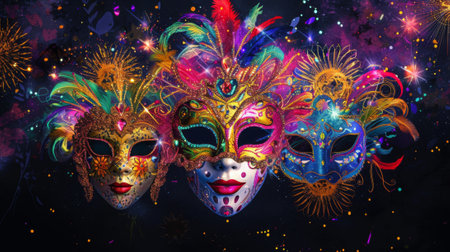 Carnival design on dark background generative aiの素材