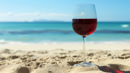 wine glass, beach background generative aiの素材