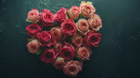 realistic roses arranged in heart generative aiの素材