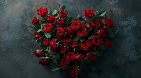realistic roses arranged in heart generative aiの素材