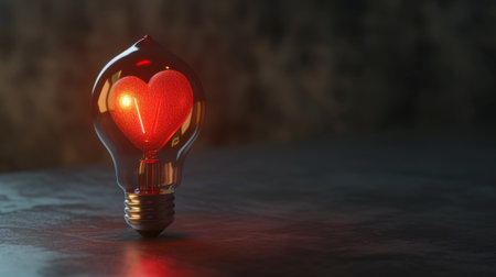 light bulb with a heart icon inside, generative aiの素材