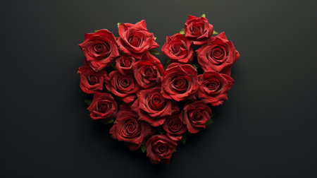 realistic roses arranged in heart generative aiの素材