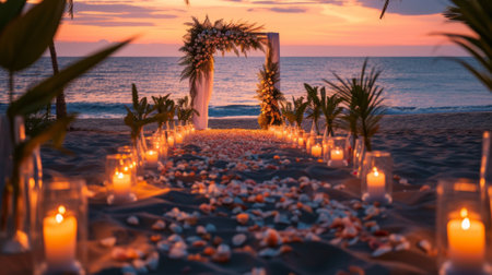 marriage proposal, without people, decoration, beach generative aiの素材