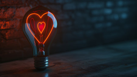 light bulb with a heart icon inside, generative aiの素材