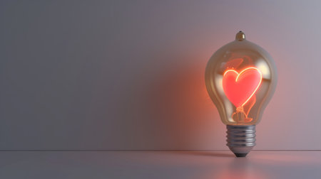 light bulb with a heart icon inside, generative aiの素材