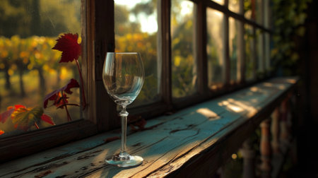 Beautiful glass of wine on a country porch. generative aiの素材