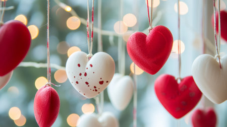 decorations made of red and white hearts generative aiの素材