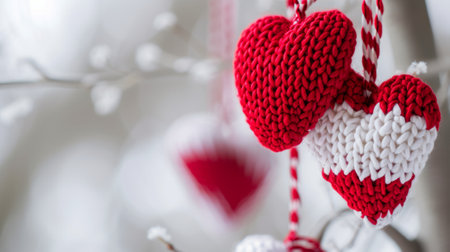 decorations made of red and white hearts generative aiの素材