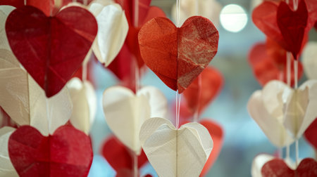 decorations made of red and white hearts generative aiの素材