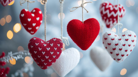 decorations made of red and white hearts generative aiの素材