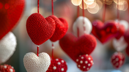 decorations made of red and white hearts generative aiの素材