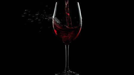 red wine in a glass with long stem in the dark generative aiの素材