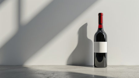 bottle of red wine on gray surface, matte white background generative aiの素材
