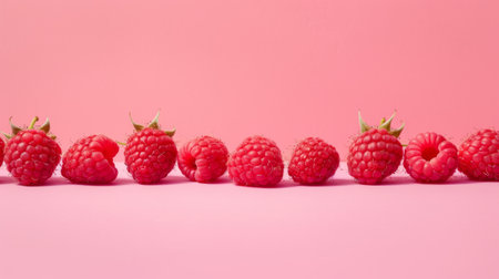 fresh soft red raspberries on unicolor background generative aiの素材