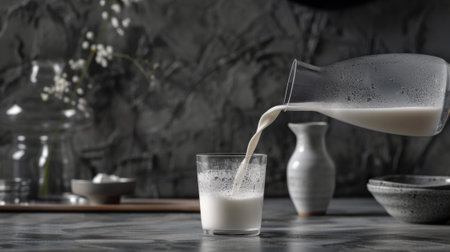 milk in a small glass generative aiの素材