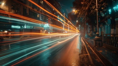 cityscape with rays of light, expressing the fast life in the city generative aiの素材