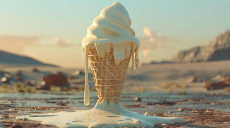 melting ice cream generative aiの素材