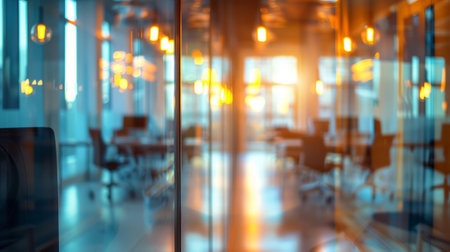 office with lamps, modern style, out of focus generative aiの素材