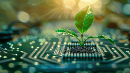 electric circuit with plant, ecological innovation concept generative aiの素材