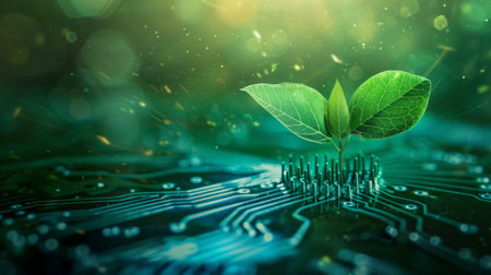 electric circuit with plant, ecological innovation concept generative aiの素材