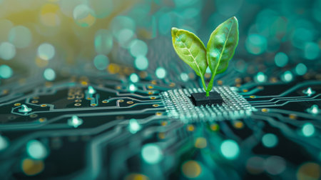 electric circuit with plant, ecological innovation concept generative aiの素材