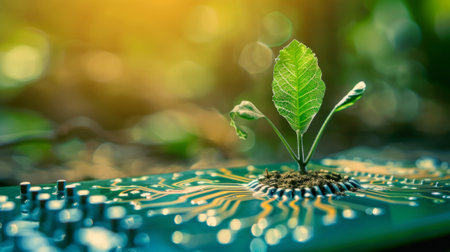 electric circuit with plant, ecological innovation concept generative aiの素材