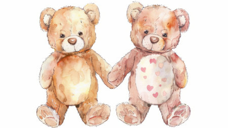 illustration of a couple of bears on white background generative aiの素材