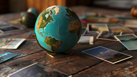 Earth globe on a desk generative aiの素材