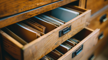 open wooden filing cabinets generative aiの素材