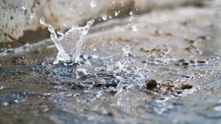 water splashing over a crack generative aiの素材