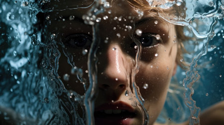 swimmer emerging from the water generative aiの素材