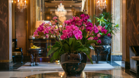 elegant atmosphere with a bouquet of orchids generative aiの素材