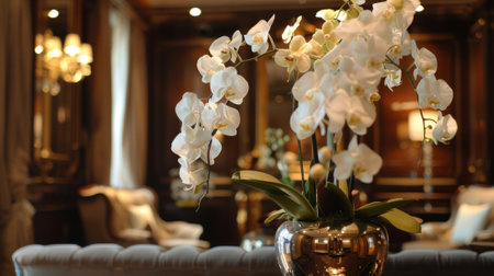 elegant atmosphere with a bouquet of orchids generative aiの素材