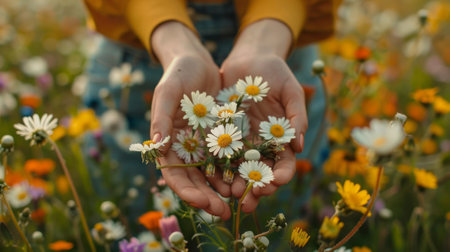 colorful bouquet of daisies and dandelions generative aiの素材