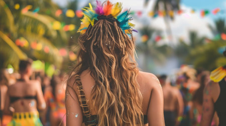 woman swaying to the rhythm of music generative aiの素材