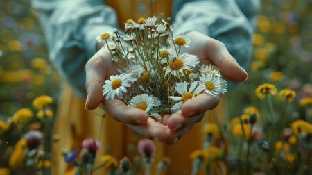 colorful bouquet of daisies and dandelions generative aiの素材