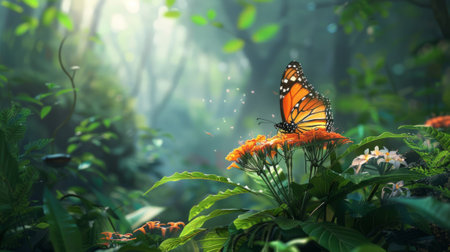 radiant butterfly perched on a flower generative aiの素材