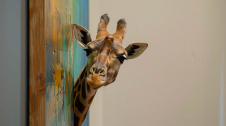 giraffe coming out of a painting generative aiの素材