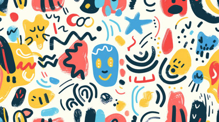 funny line doodle, creative and abstract design with drawing style generative aiの素材