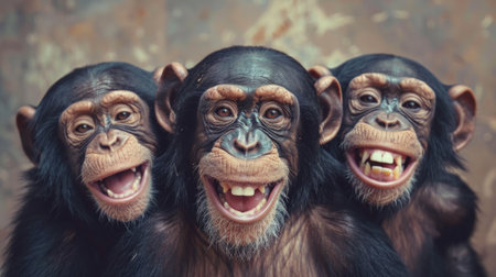 Chimpanzee and Bonobo smiling generative aiの素材