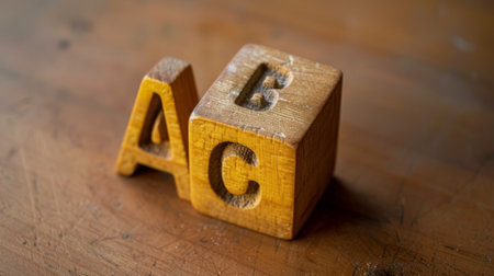 Wooden cube with ABCD on isolated background generative aiの素材