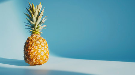 A whole pineapple placed on a light blue background. generative aiの素材