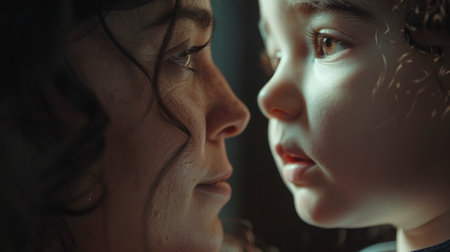 loving and understanding look of a mother towards her child generative aiの素材