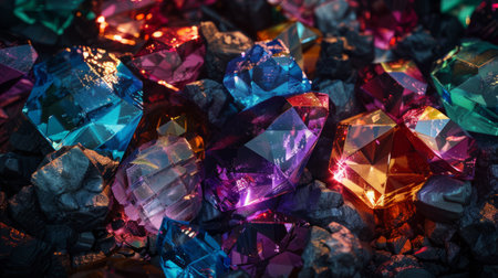 Gemstones in contrast with dark backgrounds generative aiの素材