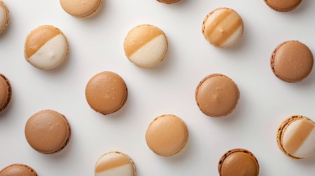 Top view of macarons arranged in a pattern, showing the symmetry and geometry of the composition. generative aiの素材