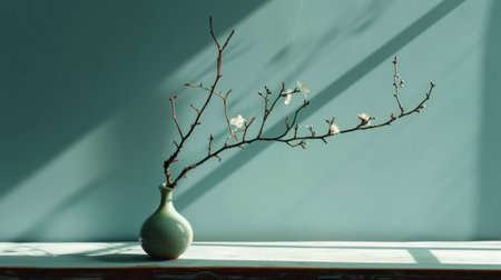 the branch and vase to create a space effect that adds depth and focus to the scene generative aiの素材