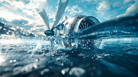 Turbine reflected in the water generative aiの素材